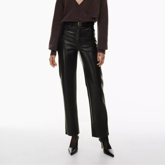 Aritzia Wilfred The Melina High Waist Straight Leg Faux Leather Pants Size 0 - Picture 1 of 10